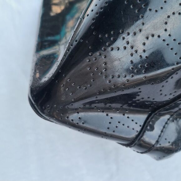 Kate Spade - Black Harmony Glossy Patent Perforated Hearts Large Tote Bag, GUC - Picture 7 of 12